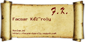 Facsar Károly névjegykártya