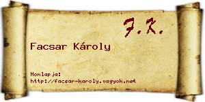Facsar Károly névjegykártya